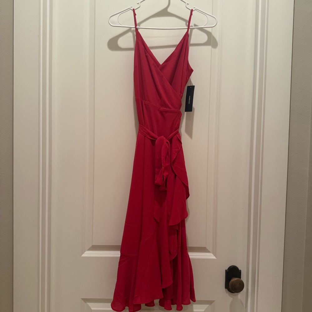 Lulus Red Wrap Maxi Dress with Tie Waist, XS, NWT